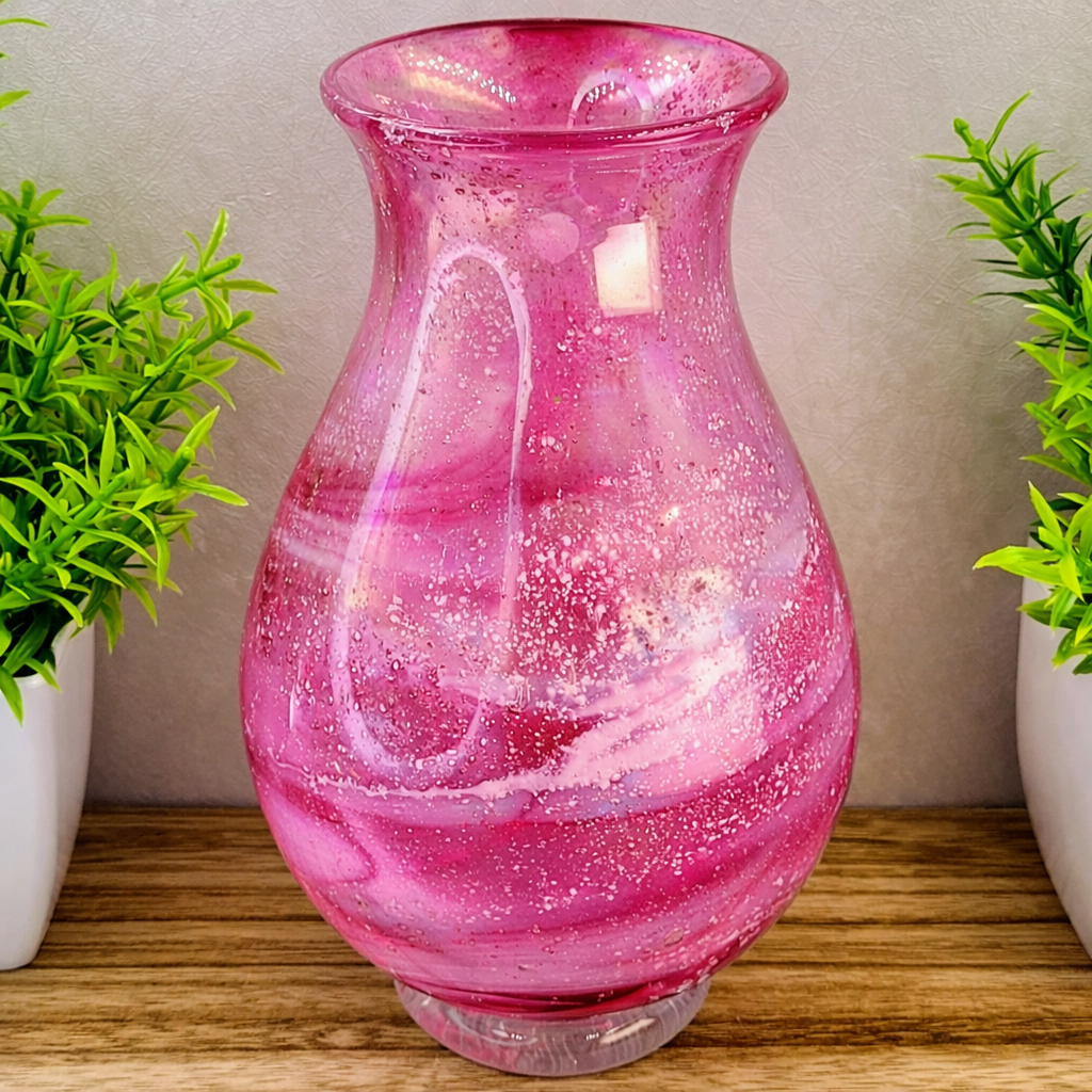 Ashes in glass memorial vase