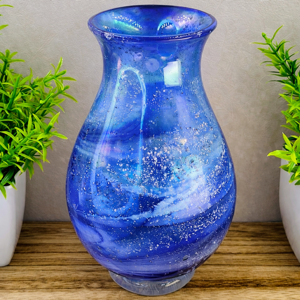 Ashes in glass memorial vase