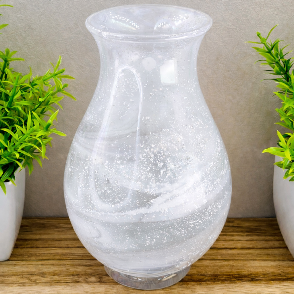 Ashes in glass memorial vase