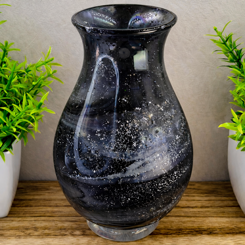 Ashes in glass memorial vase