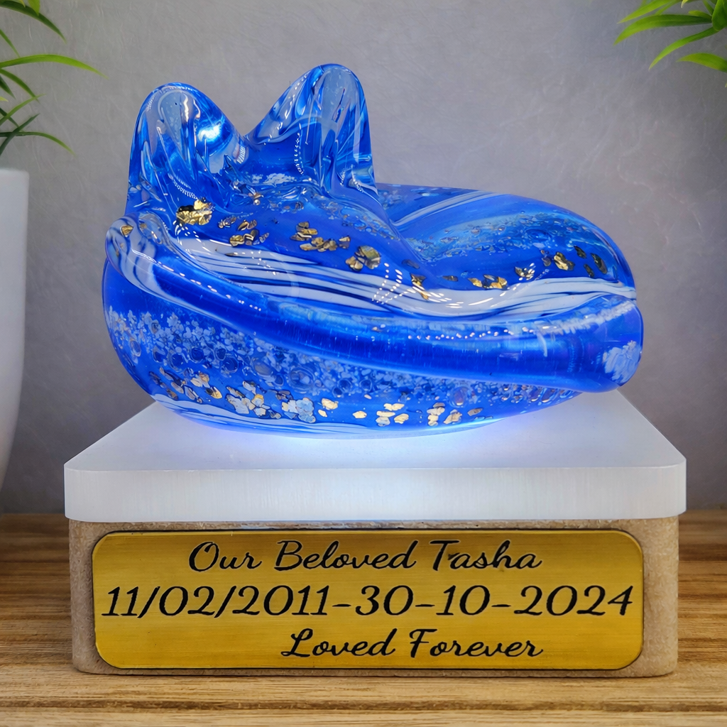 Ashes in glass memorial large cat