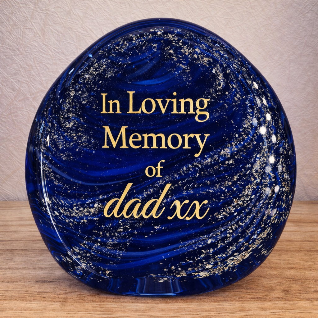 Memorial Ashes In Glass Engraved Paperweight
