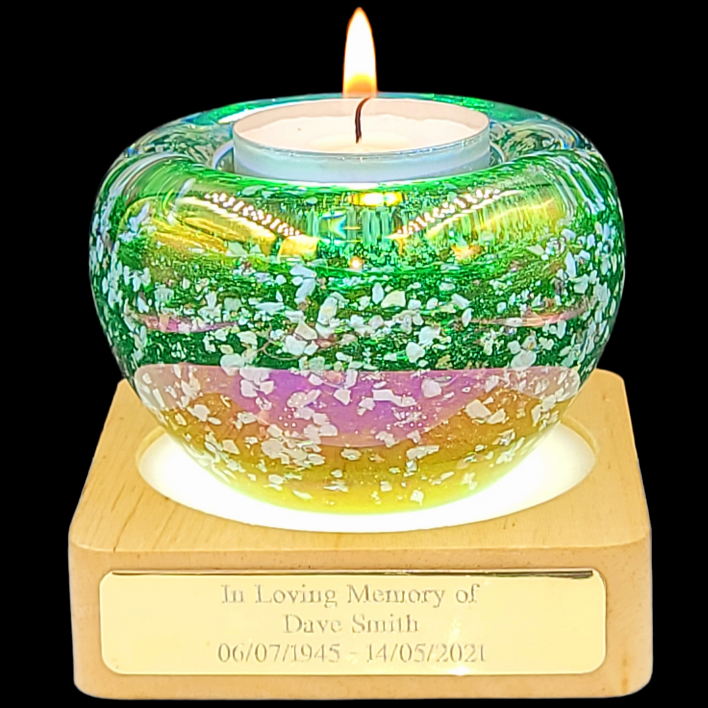 Ashes in glass tealight