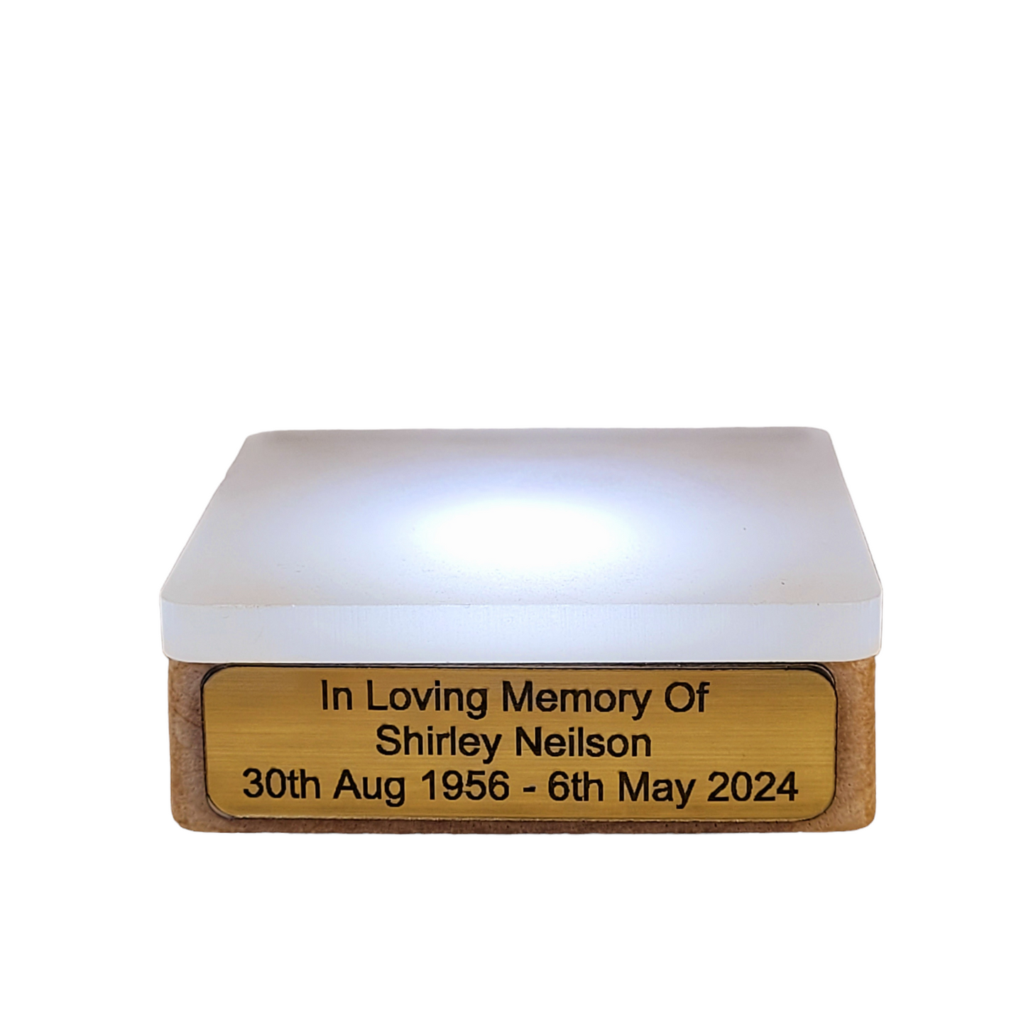 Wooden LED Display Light Stand Personalised Memorial Plaque