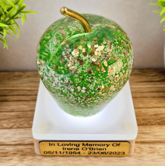 Memorial Ashes In Glass Apple (solid brass stem)