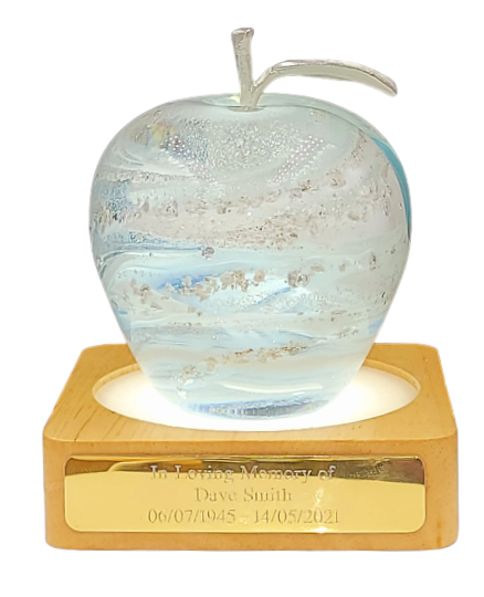 ashes in glass apple ornament