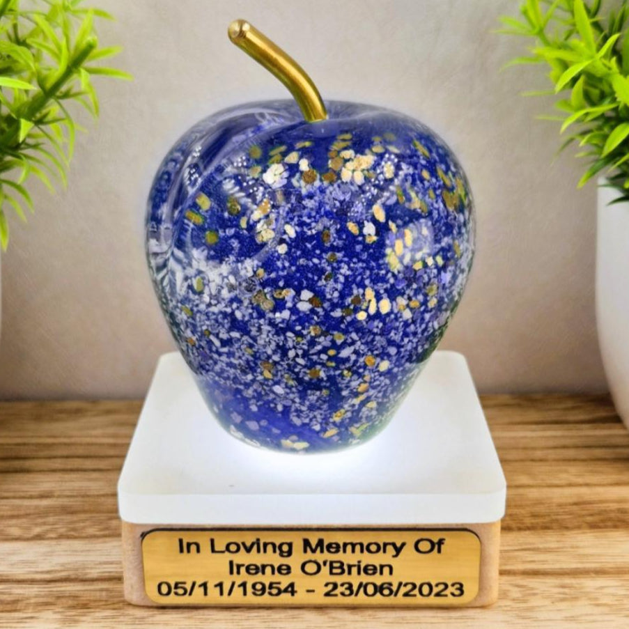 Memorial Ashes In Glass Apple (solid brass stem)