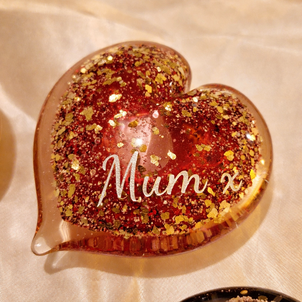 Ashes in Glass Heart Keepsake (optional engraving)