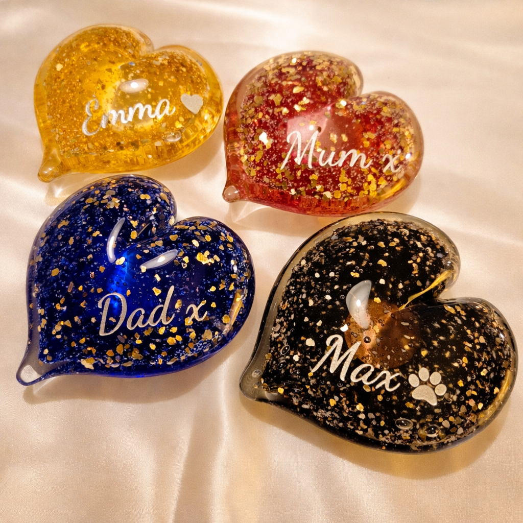 Ashes in Glass Heart Keepsake (optional engraving)