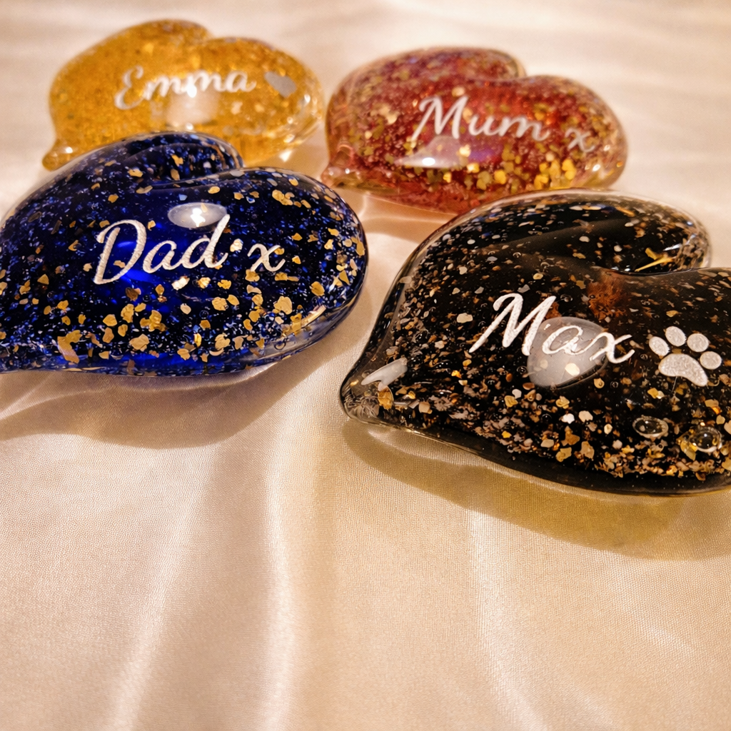 Ashes in Glass Heart Keepsake (optional engraving)