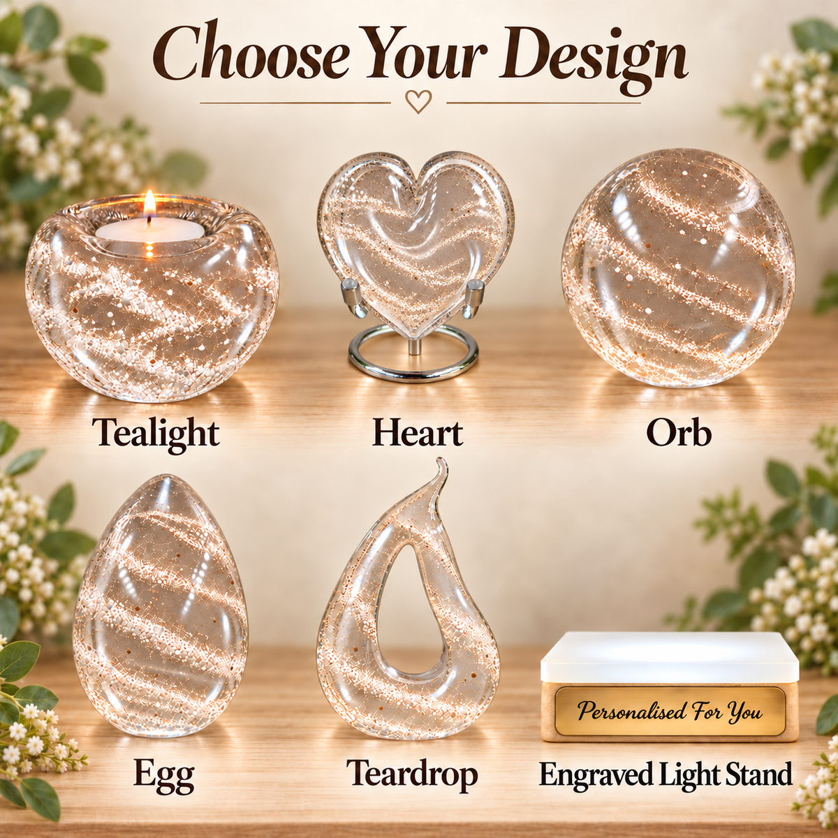 Ashes in Clear Glass Memorial Collection