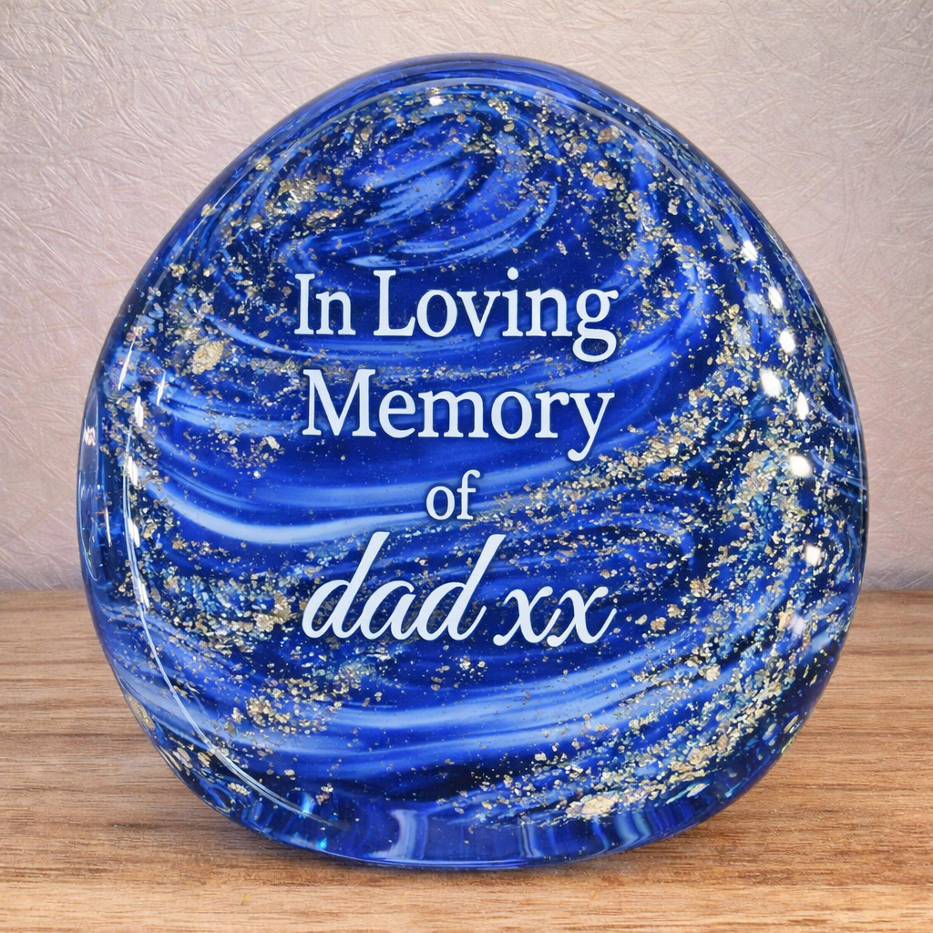 Memorial Ashes In Glass Engraved Paperweight