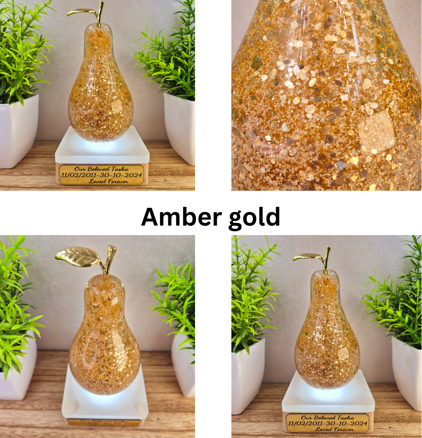 Memorial Ashes In Glass Apple (gold speckle)