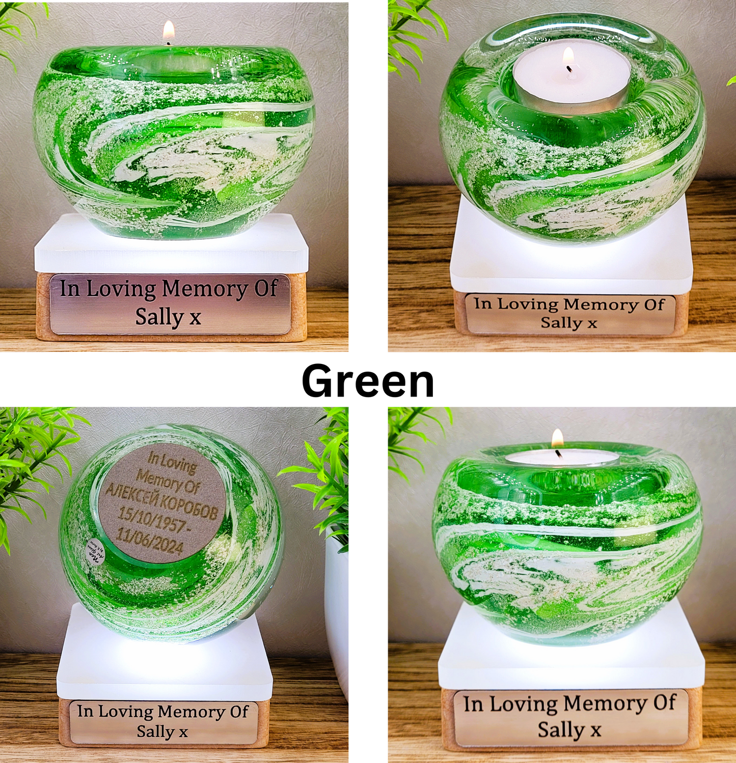 Ashes in glass memorial tealight