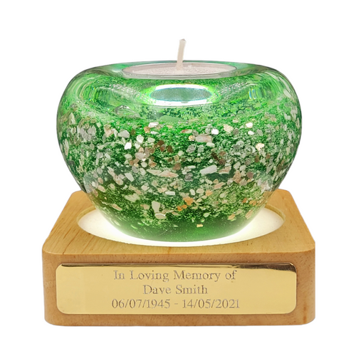 green ashes glass tealight