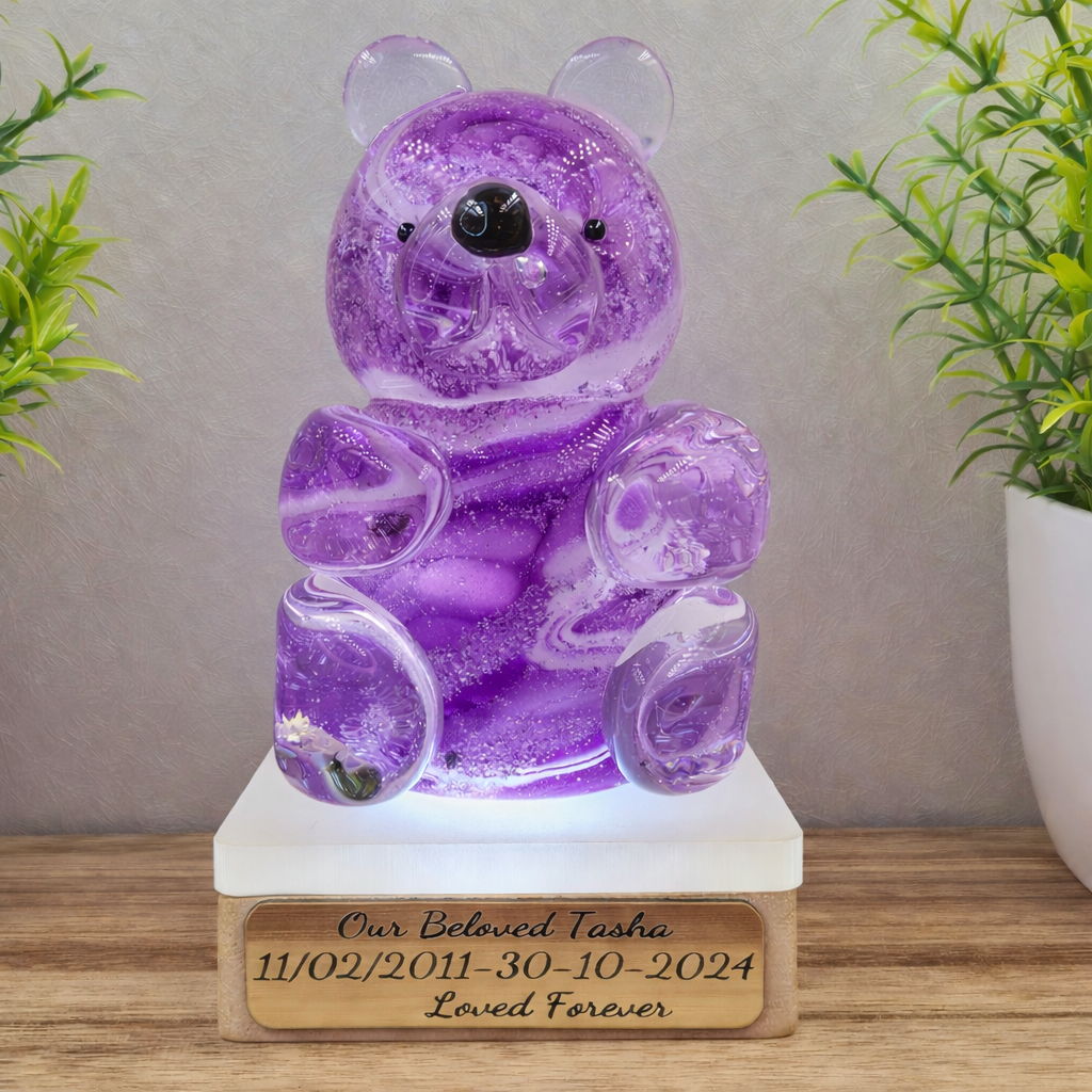 ASHES IN GLASS Memorial Teddy Bear