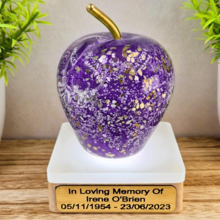 Memorial Ashes In Glass Apple (solid brass stem)