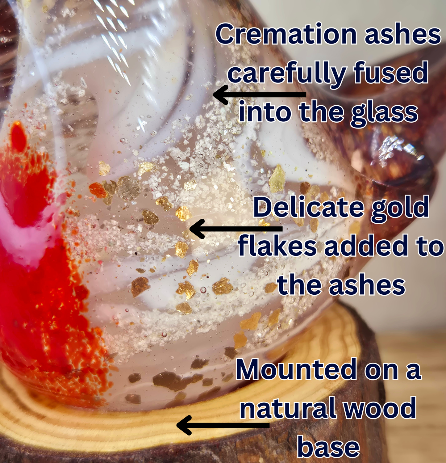 Handmade Glass Robin with Cremation Ashes