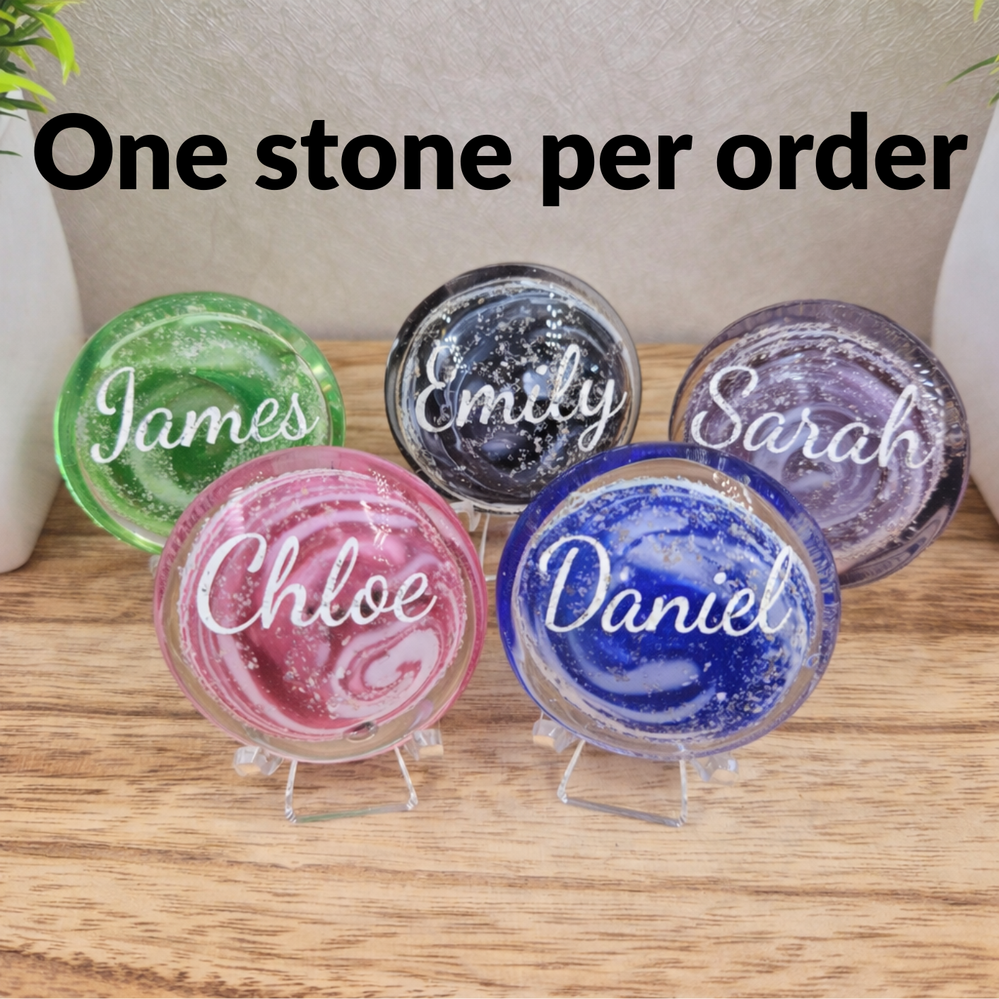 Ashes in glass pocket pebble (optional engraving)