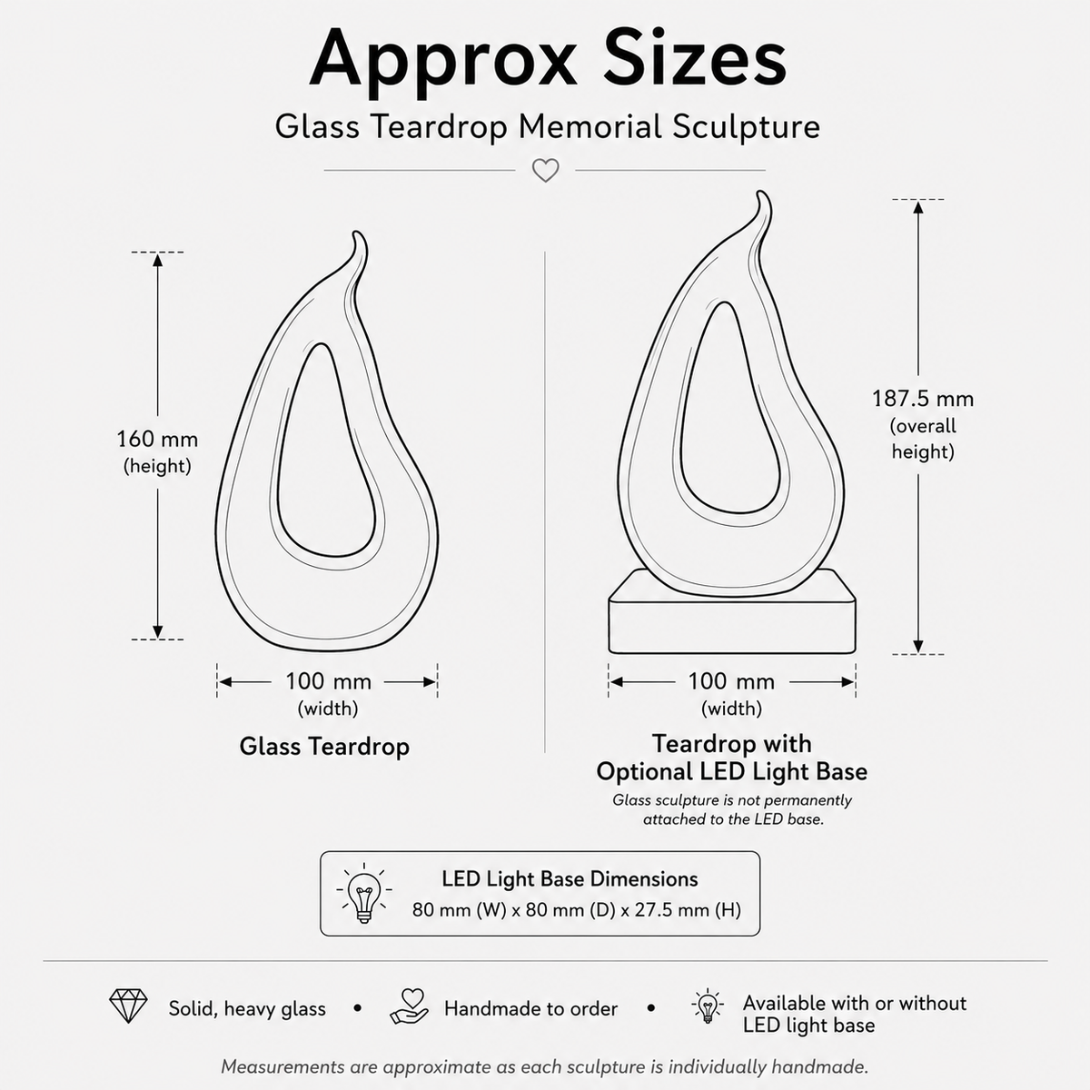 Ashes in glass teardrop sculpture