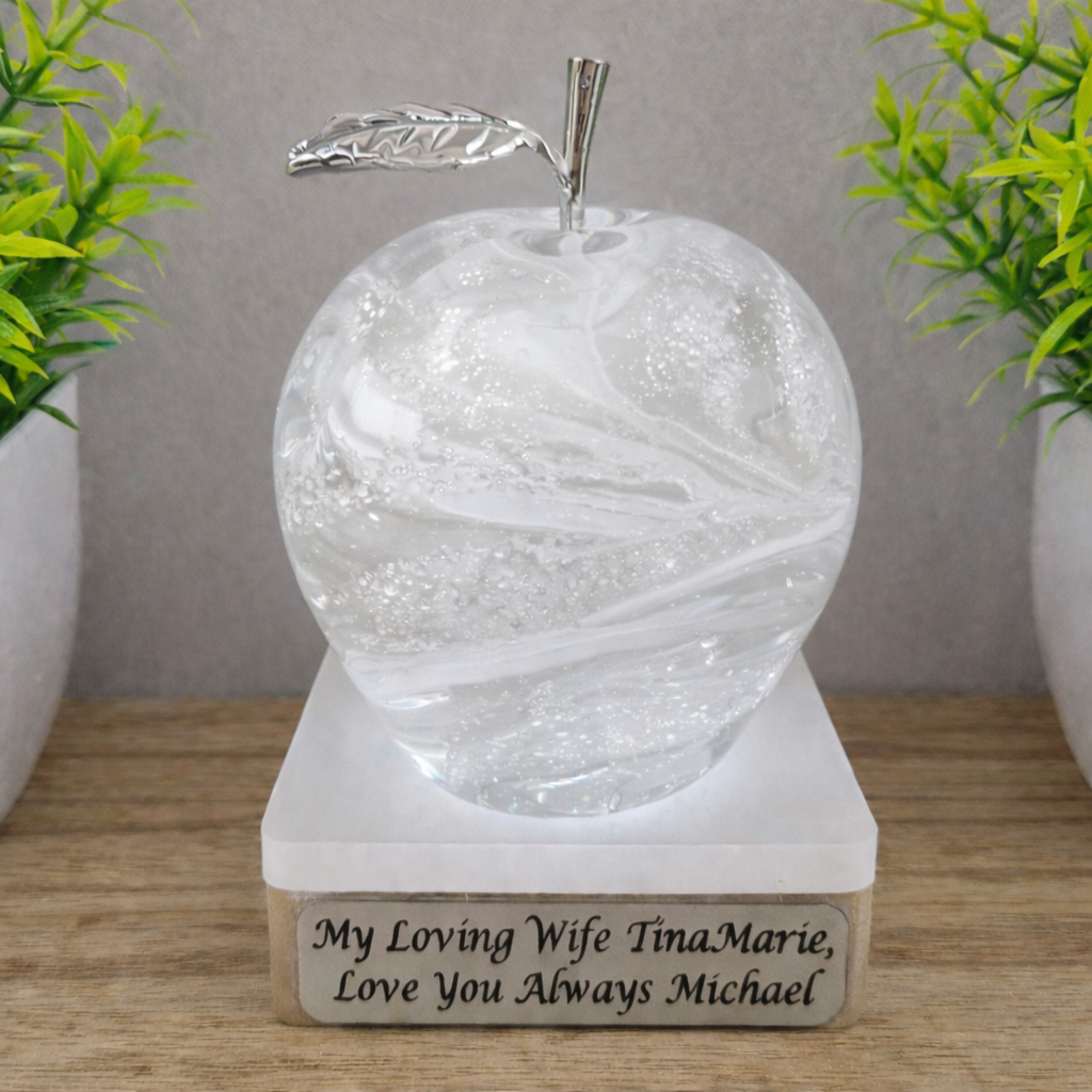 Ashes in glass large cremation apple/pear