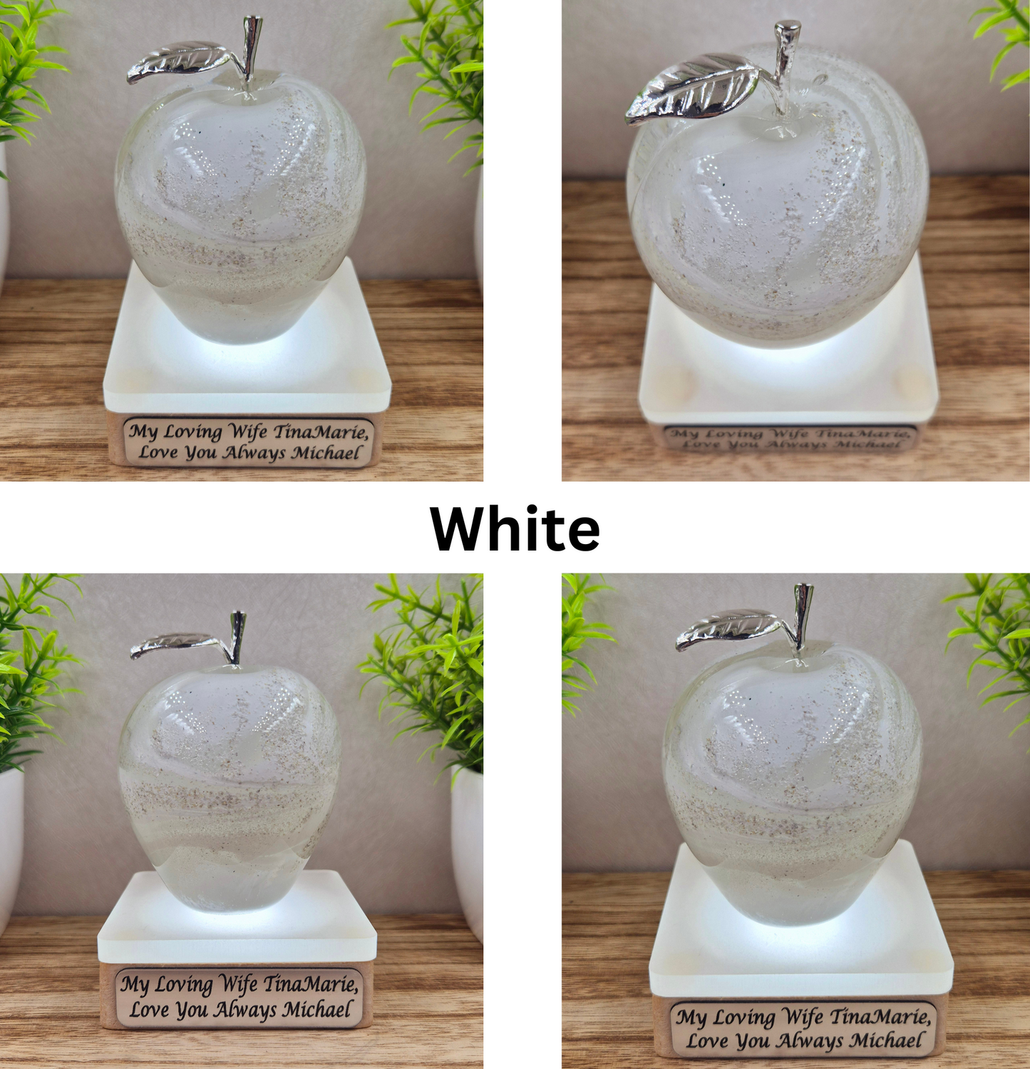 Ashes in glass large cremation apple/pear