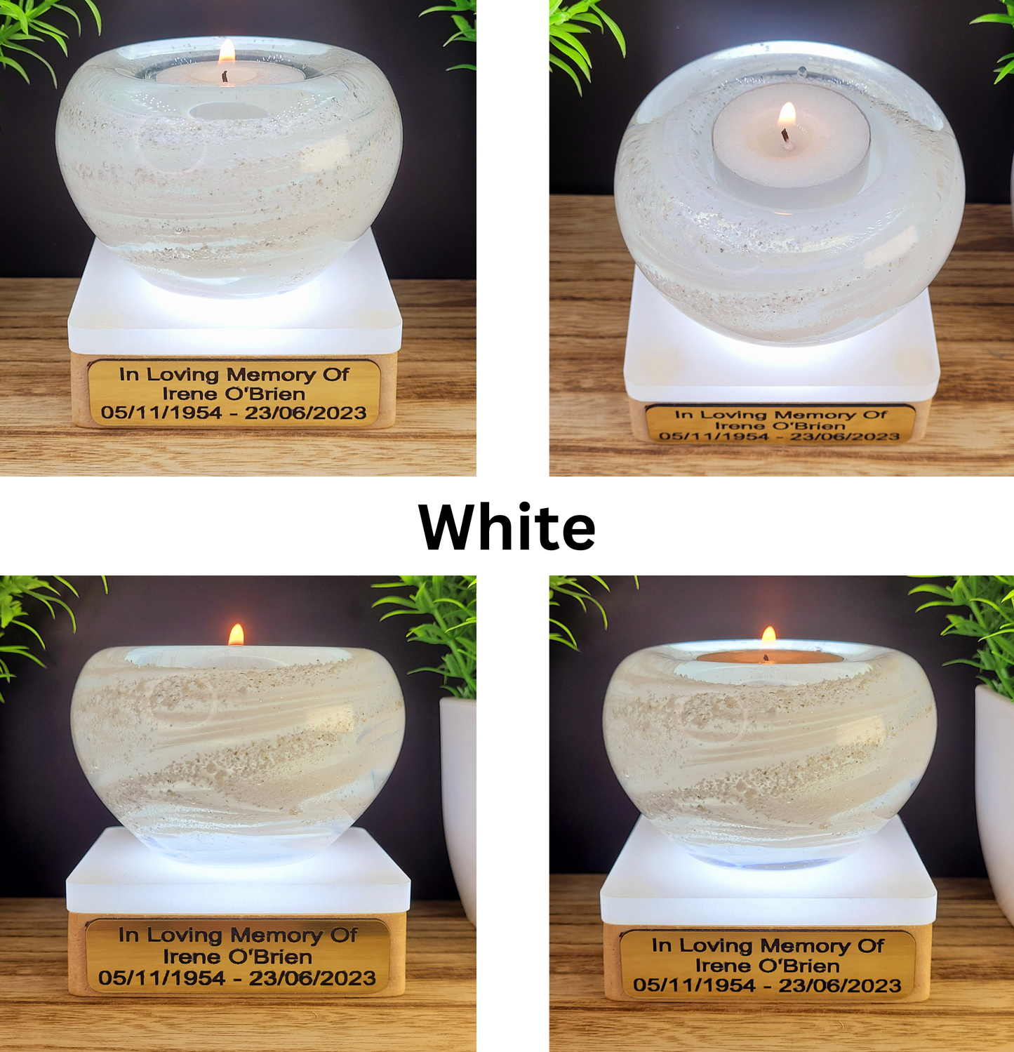 Ashes in glass memorial tealight