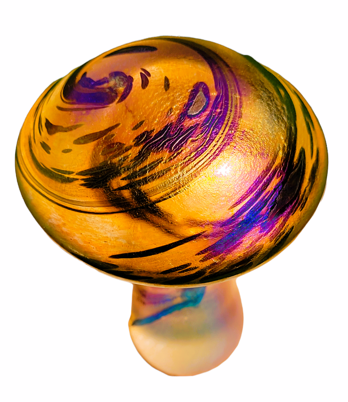 Iridescent mushroom paperweight