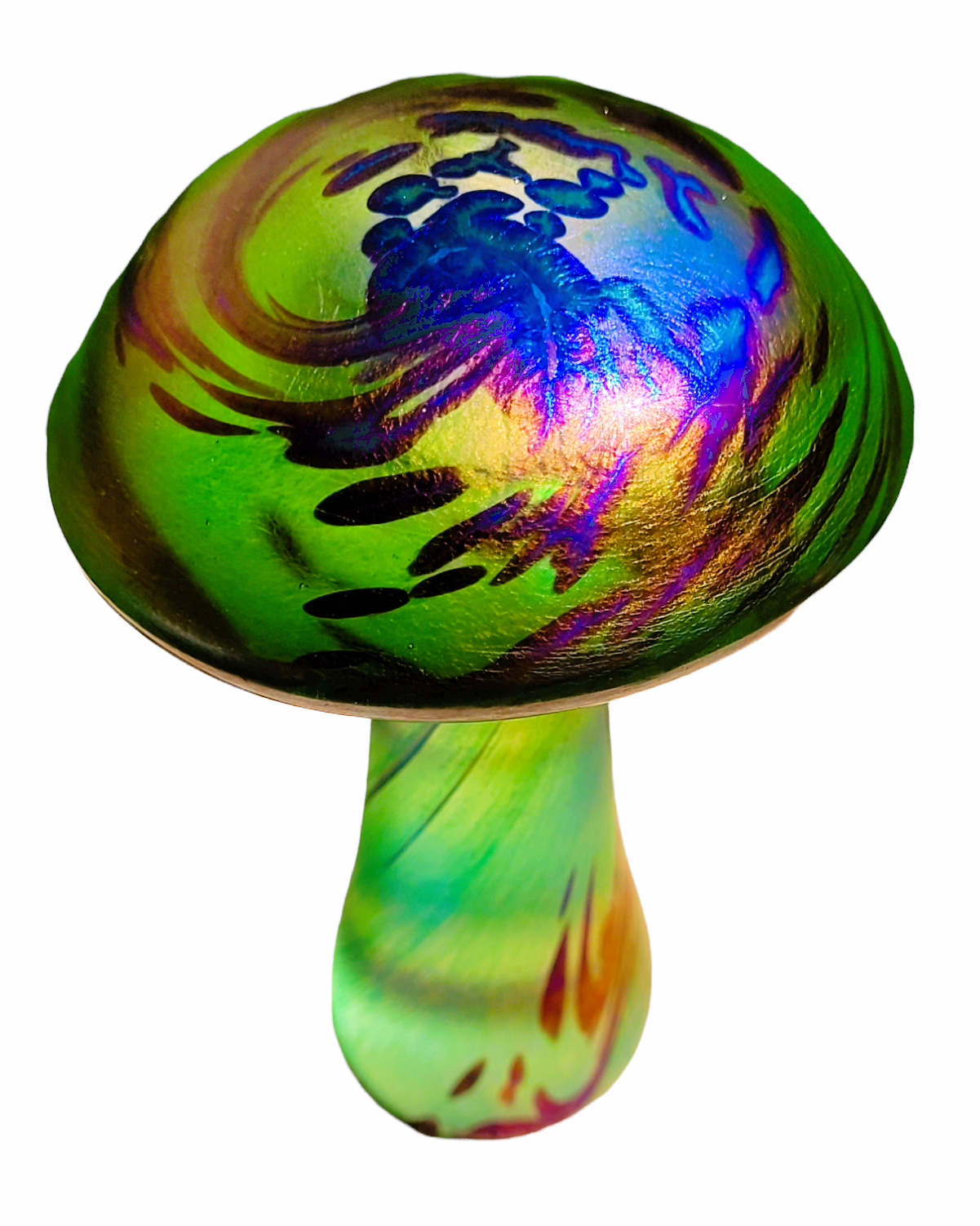 Iridescent mushroom paperweight