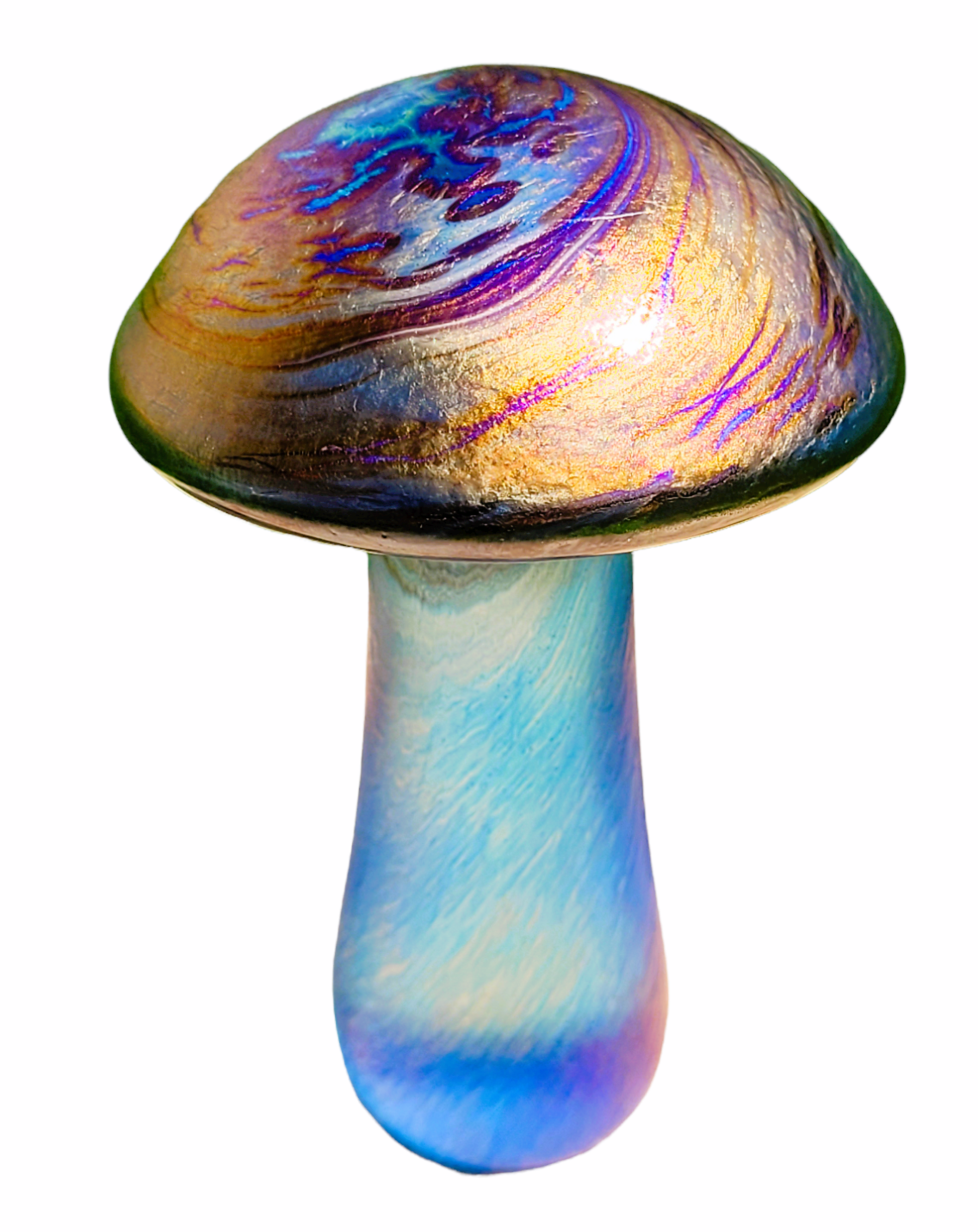 Iridescent mushroom paperweight