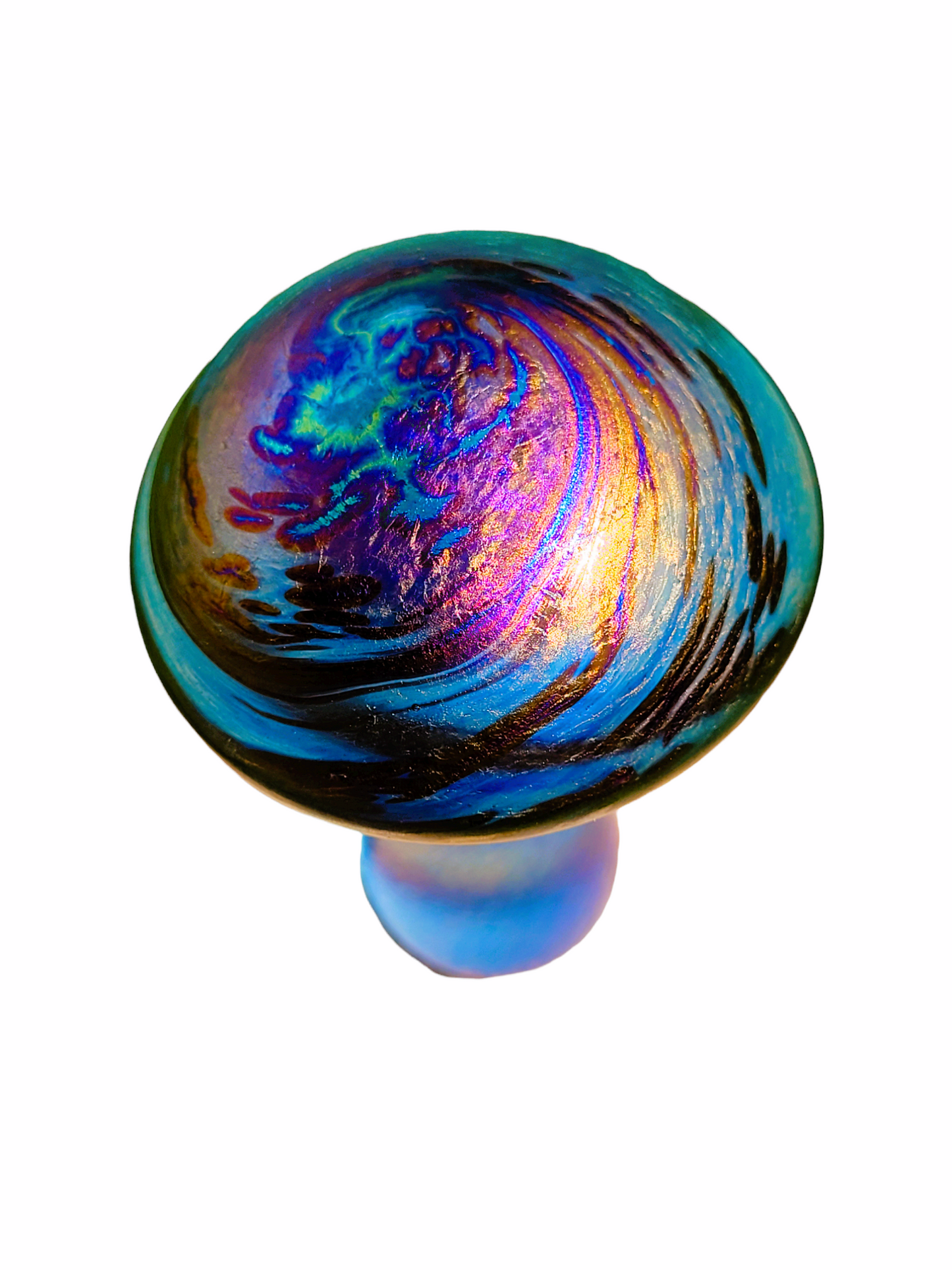 Iridescent mushroom paperweight