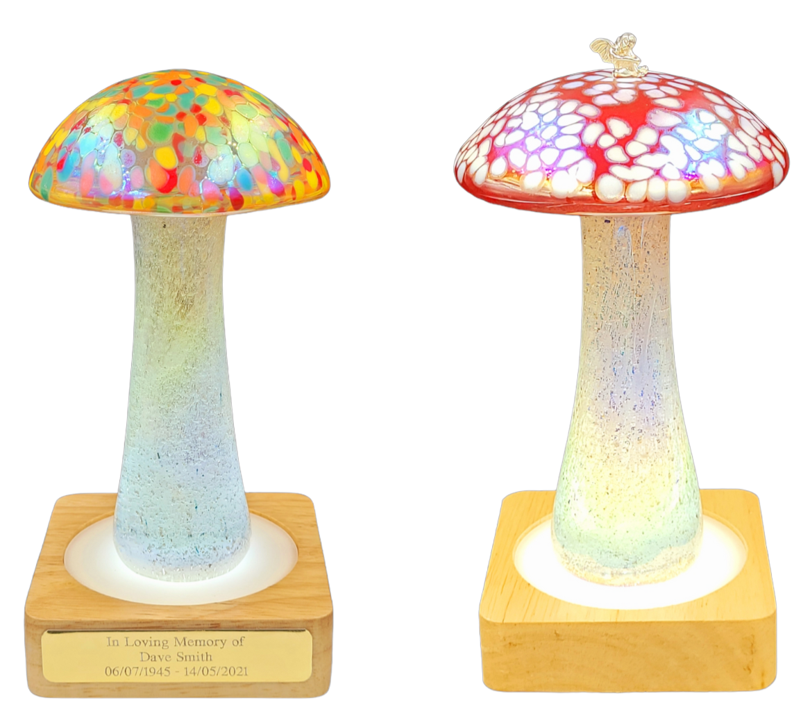 Memorial ashes glass mushroom ornament