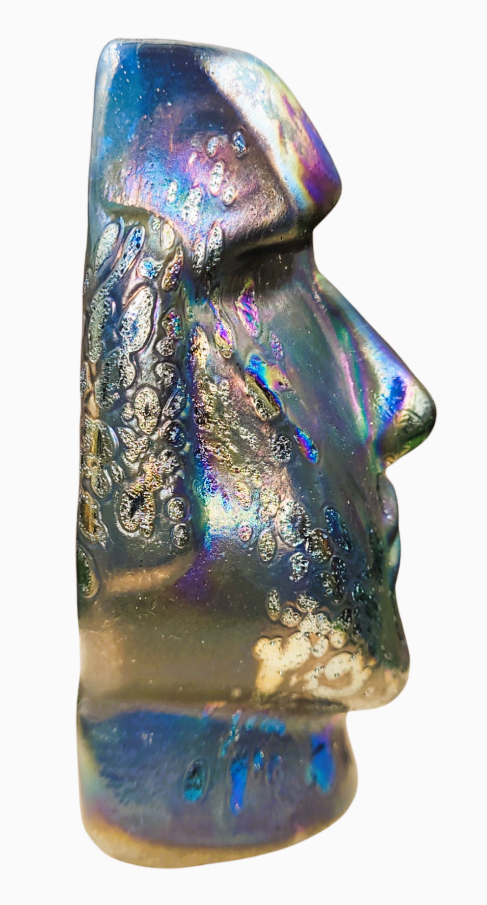 EASTER ISLAND HEAD art glass popular Moai statue paperweight book end