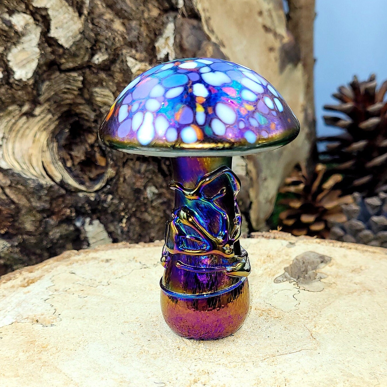 Glass mushroom multi coloured