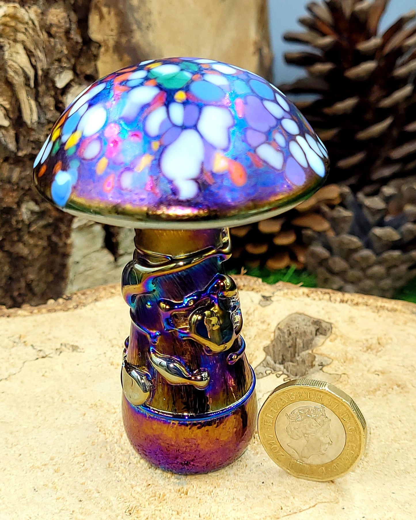 Glass mushroom multi coloured