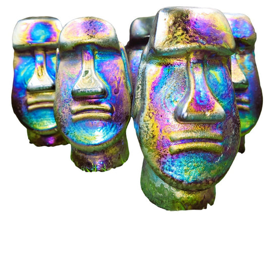 easter island head moi head handblown iridescent art glass