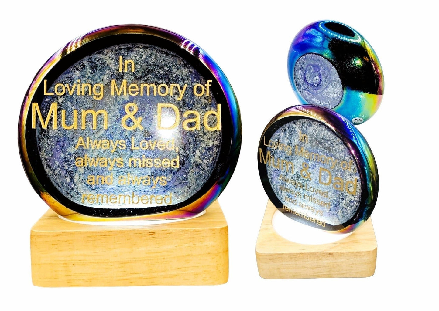 Memorial ashes in glass plaque