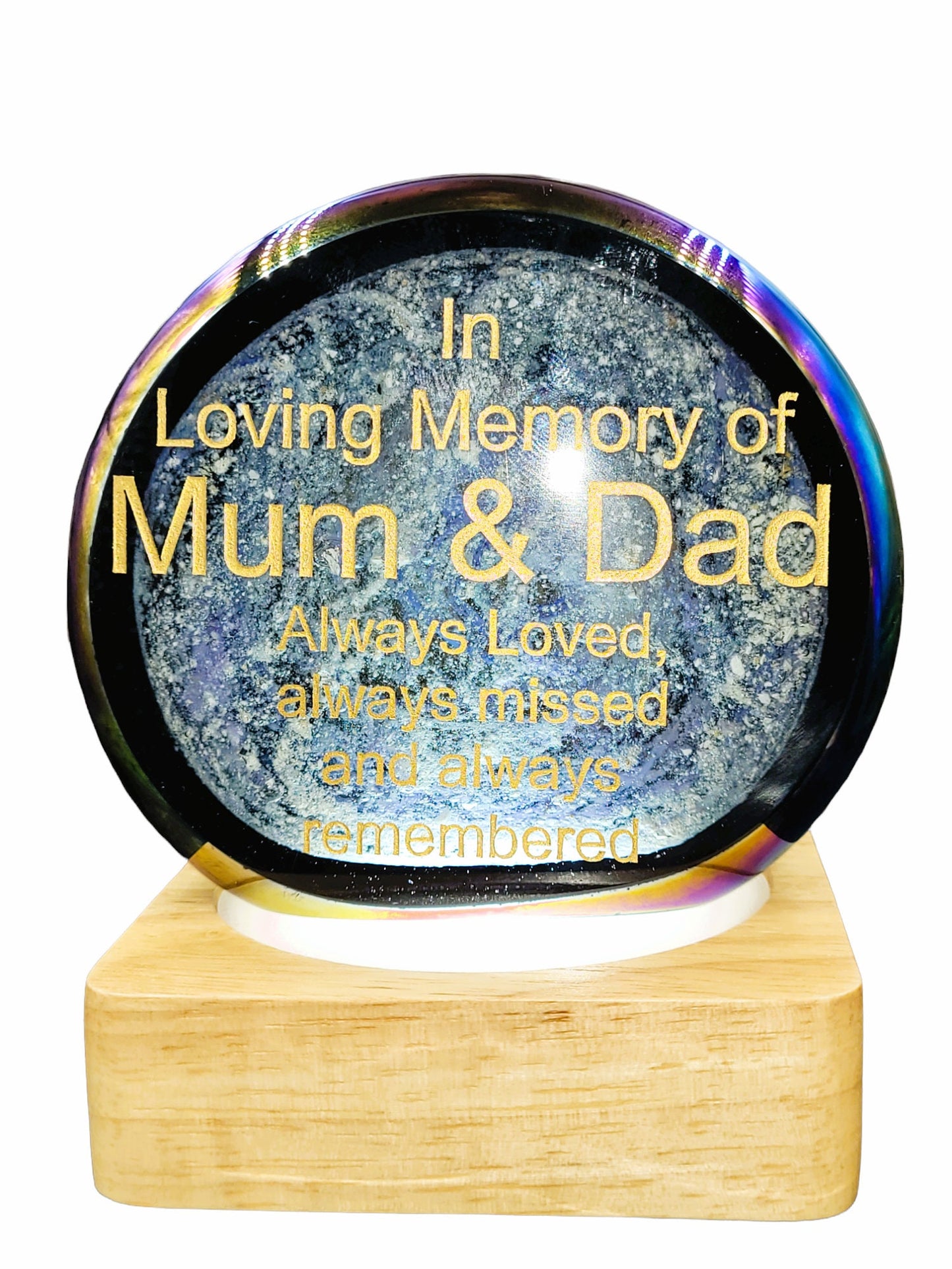 ashes in glass plaque