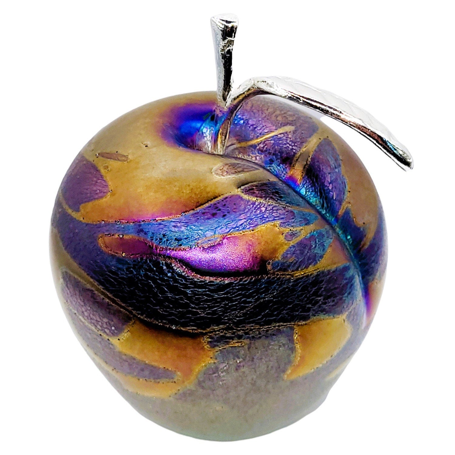 glass apple paperweight