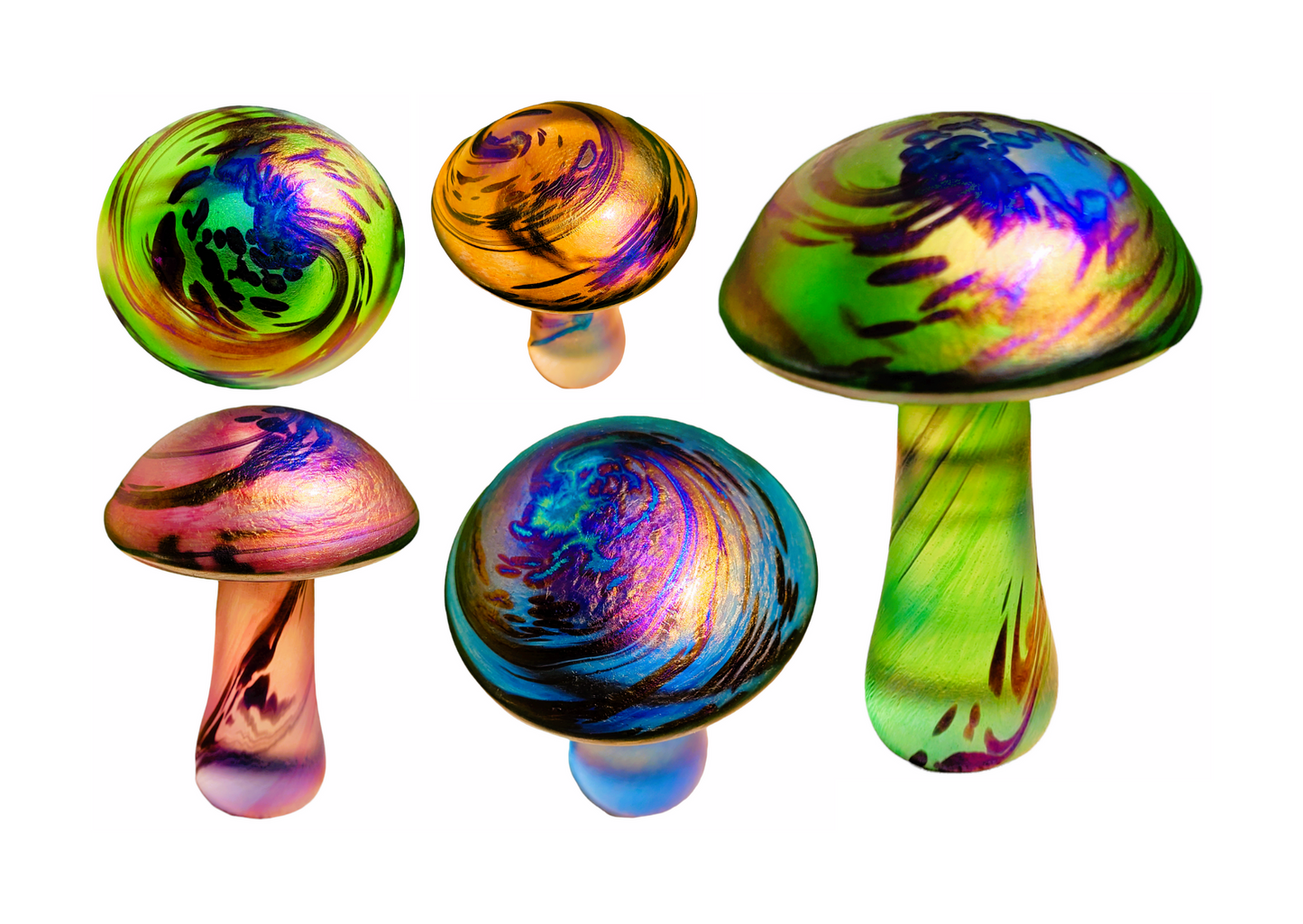 Iridescent mushroom paperweight